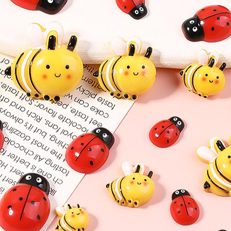 5Pcs Cartoon Bee Ladybug Cute Resin Jewelry Making Diy Decorative Accessories