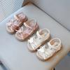 Toddlers Kids Beach Shoes for Girls Princess Bow-knot with Lace Children Pearl Beading Summer 2025 New Sandals Elegant Sweet Hot