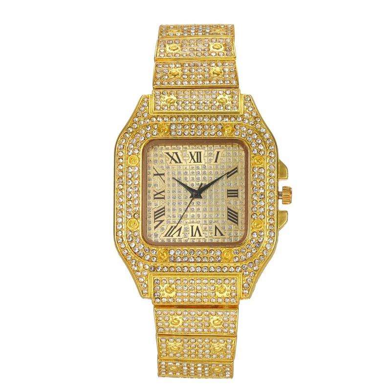 Simple women s diamond-encrusted quartz watch, casual folding stainless steel women s student fashion watch золотой