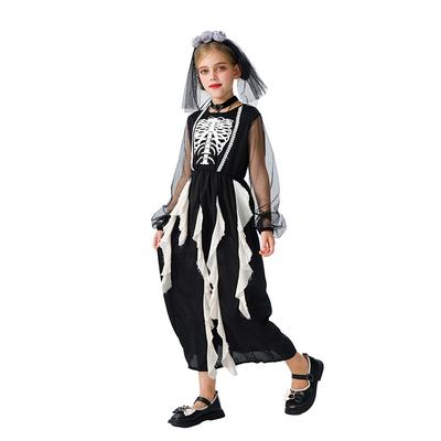 Halloween Kids Costume Witch Demon Ghost Bride Vampire Skull Zombie Costume Girl Costume Funny Dress