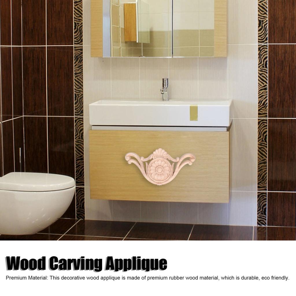 Wood Applique sy Installation Natural Eco Friendly Exquisite Pattern Wood Carving Applique