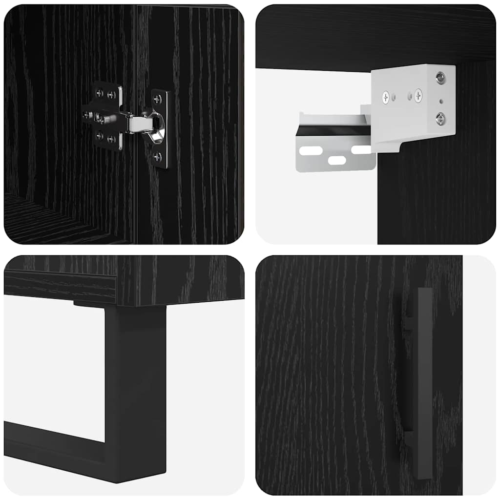 Highboard Black Oak Effect 34.5 x 34 x 180 cm Particleboard