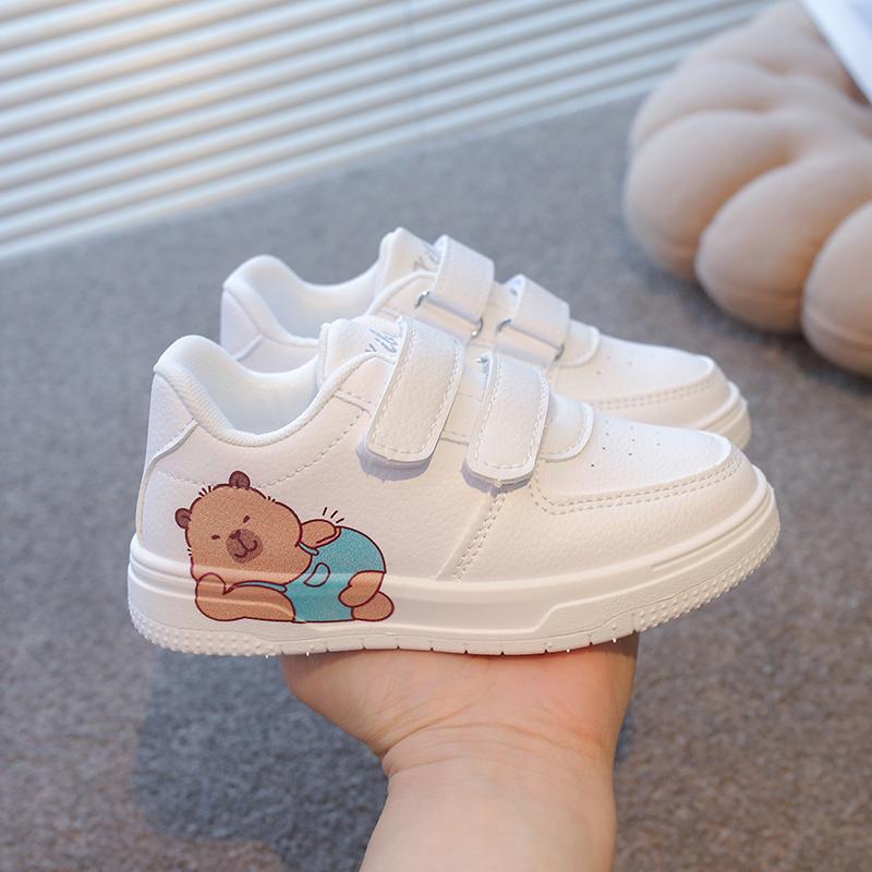 Cartoon Capybara Fashion Kids Shoes for Boys Girls Unisex Children Casual Sneakers White with Prints Easy To Wear Non-slip New