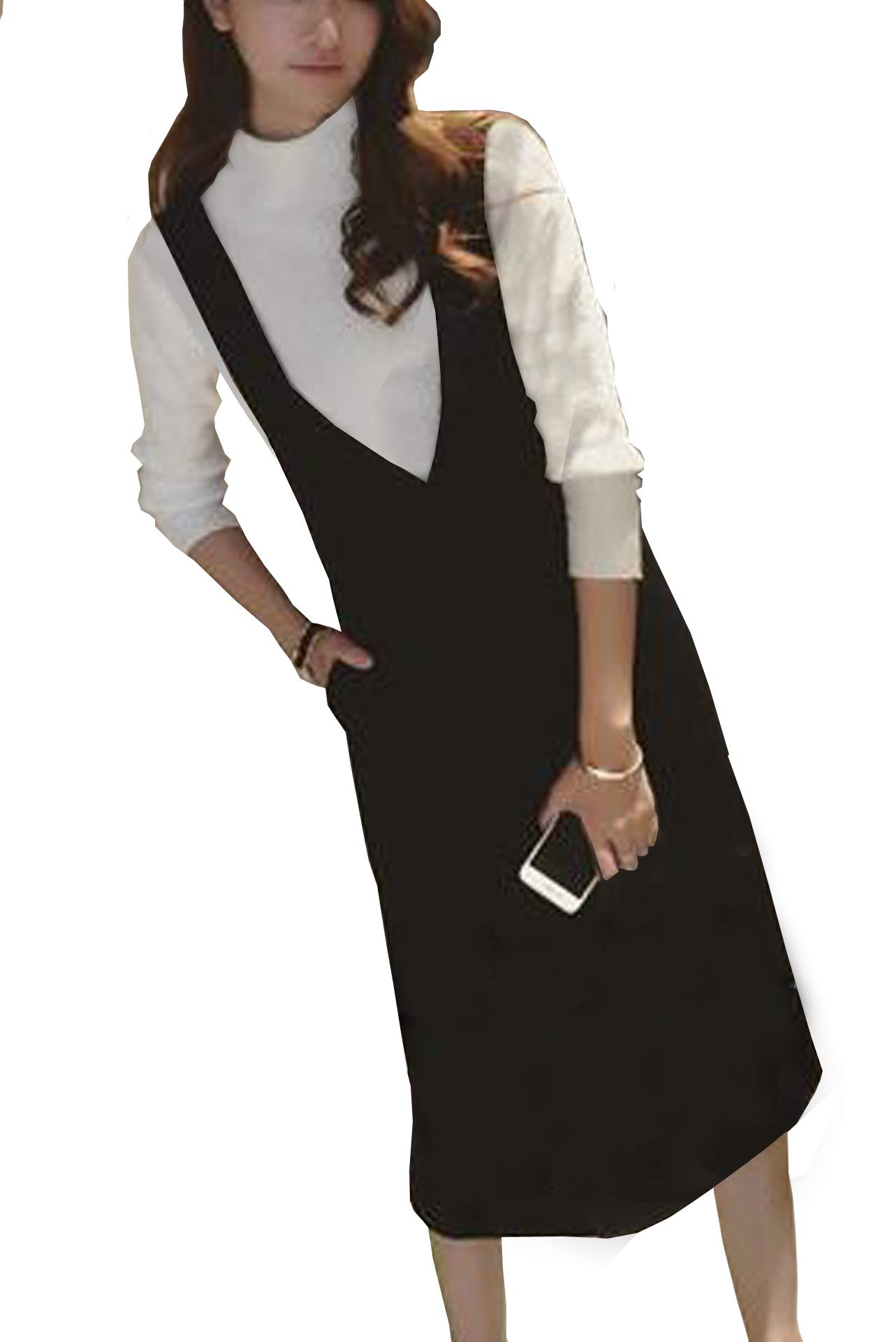 

Wenchy Women s Jumper Skirt, Overalls, Dress, All-in-One, Sleeveless, Tight Skirt, Black (XL, Black)