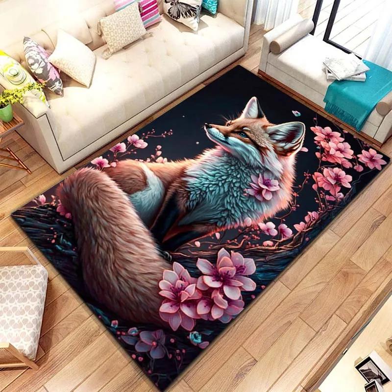 Wildfuchs Muster Druck Große Teppiche Teppich für Zuhause Wohnzimmer Schlafzimmer Sofa Fußmatte Dekoration Rutschfester Boden Pay Mat