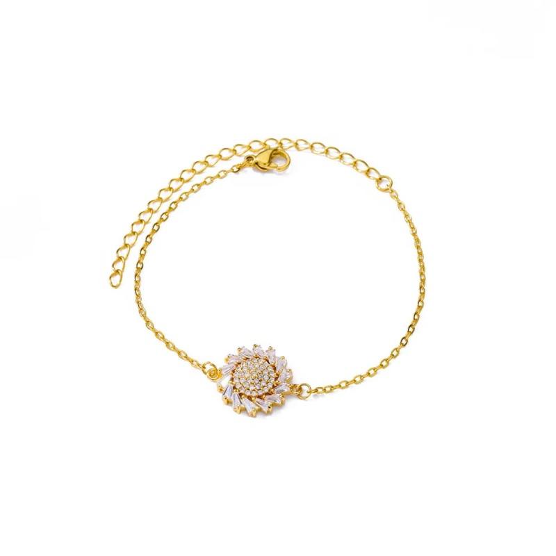 Zircon Flower Bracelet Women's Fashion Light Luxury Design Gold Chain Light Luxury Jewelry