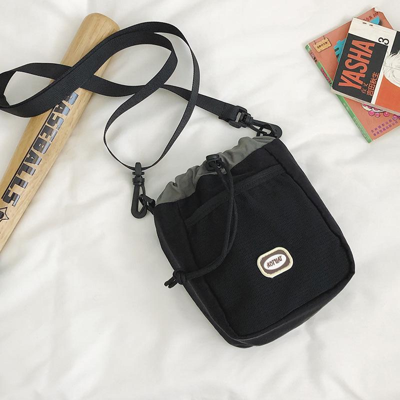 Summer canvas bucket small bag women's and women's travel backpack leisure sports messenger bag mobile phone bag
