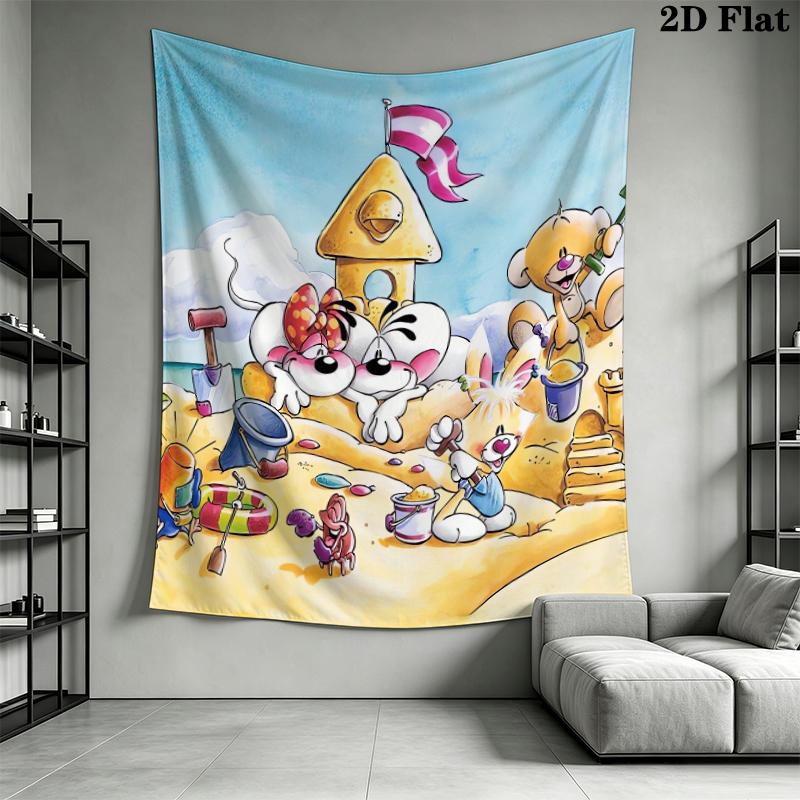 diddl Wall Tapestry Aesthetic Wall Hanging Printed Fabric Blanket Decorative Tapestries for Bedroom Living Room Home Decor