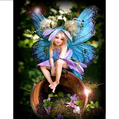 Peinture diamant papillon bleu fille, broderie complète 5D, point de croix, décoration d'intérieur, cadeau fait à la main, à faire soi-même, cadeau