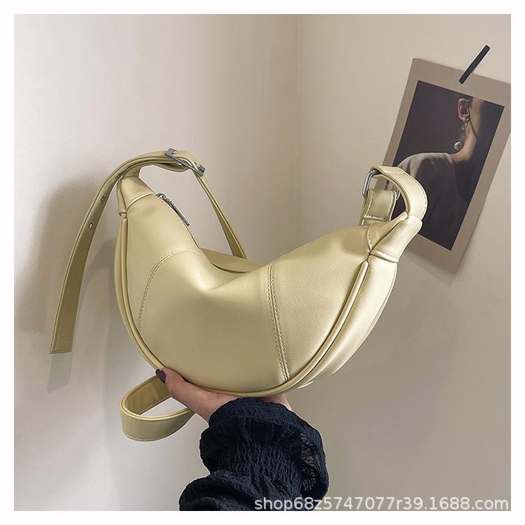 New Stylish Simple Casual High-end Dumpling Bag Versatile Commuter Solid Color Niche Design Messenger Bag Woman