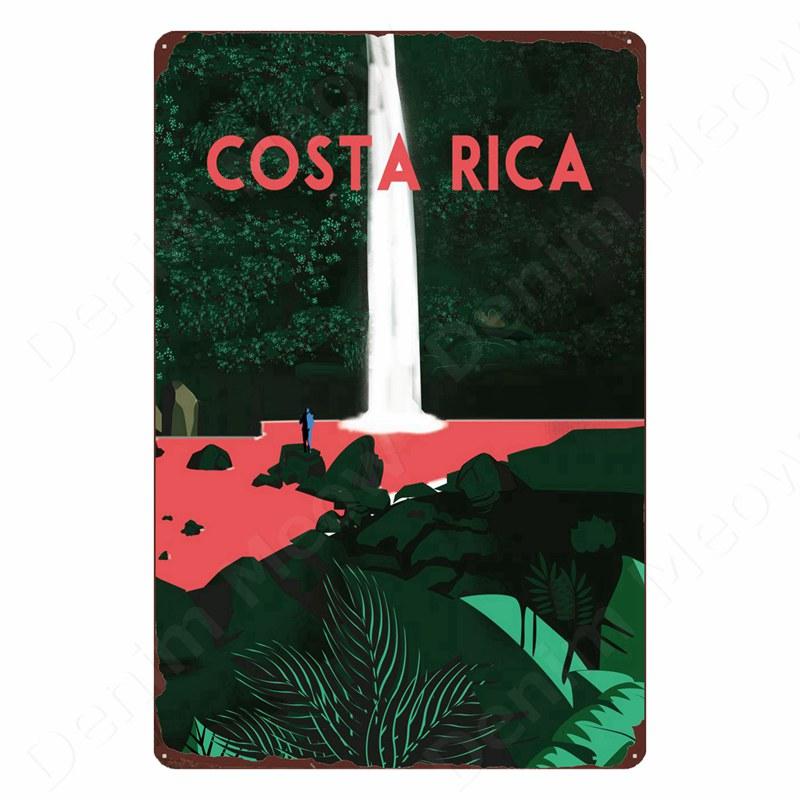DORA Tin Sign Vintage Metal Tin Sign Art Plaque Travel Landscape Plate Home Bar Cafe Room Wall Decor Amsterdam Ireland Canada