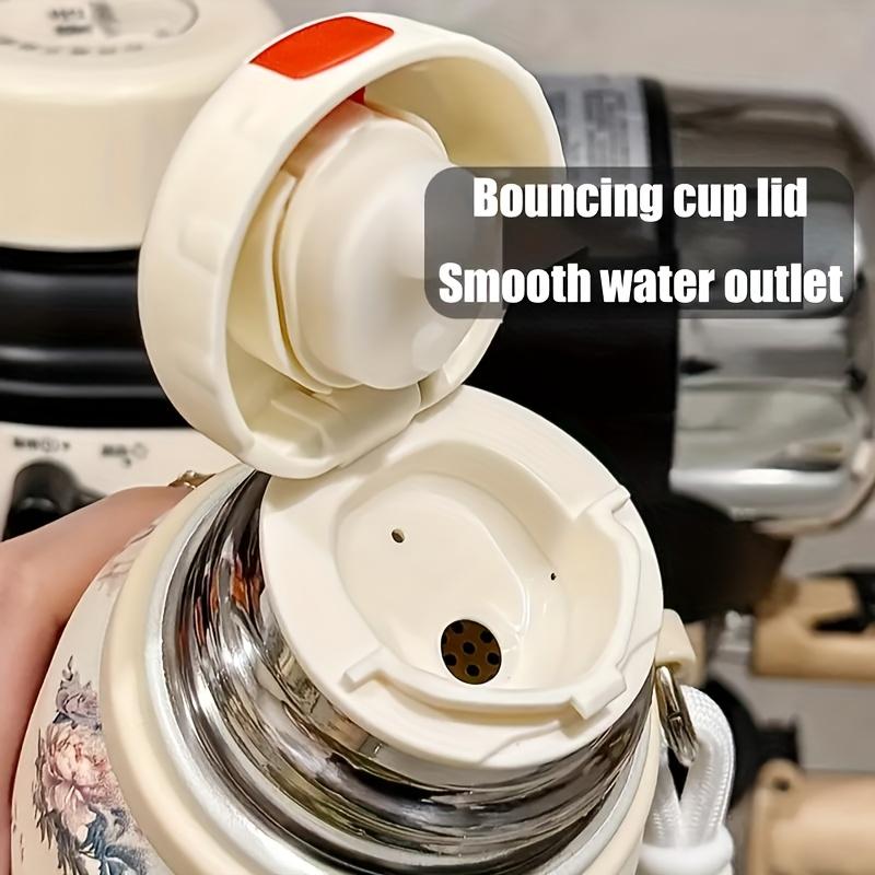 Cute Floral Stainless Steel Insulated Water Bottle with Leak-Proof Lid and Cup for Outdoor Travel