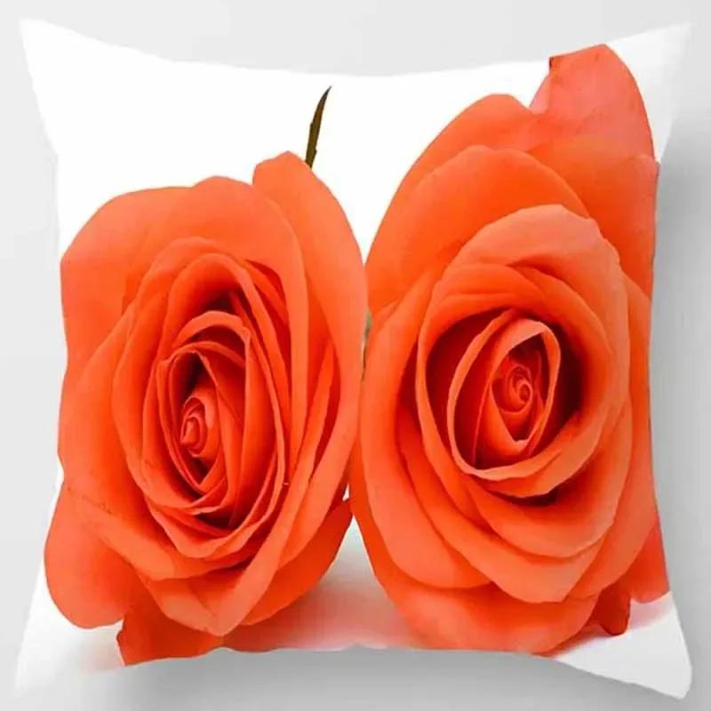 Sofa Bedroom Car Decoration Pillowcase Yellow Rose Print Pattern Cushion Cover Suitable For Home Living Room