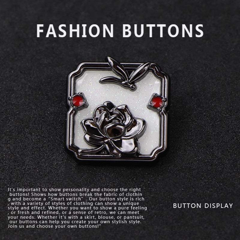 10Pcs Shirt Buttons High-End Exquisite National Style Metal Square Wool Clothes Cardigan Shirt High-End Buttons
