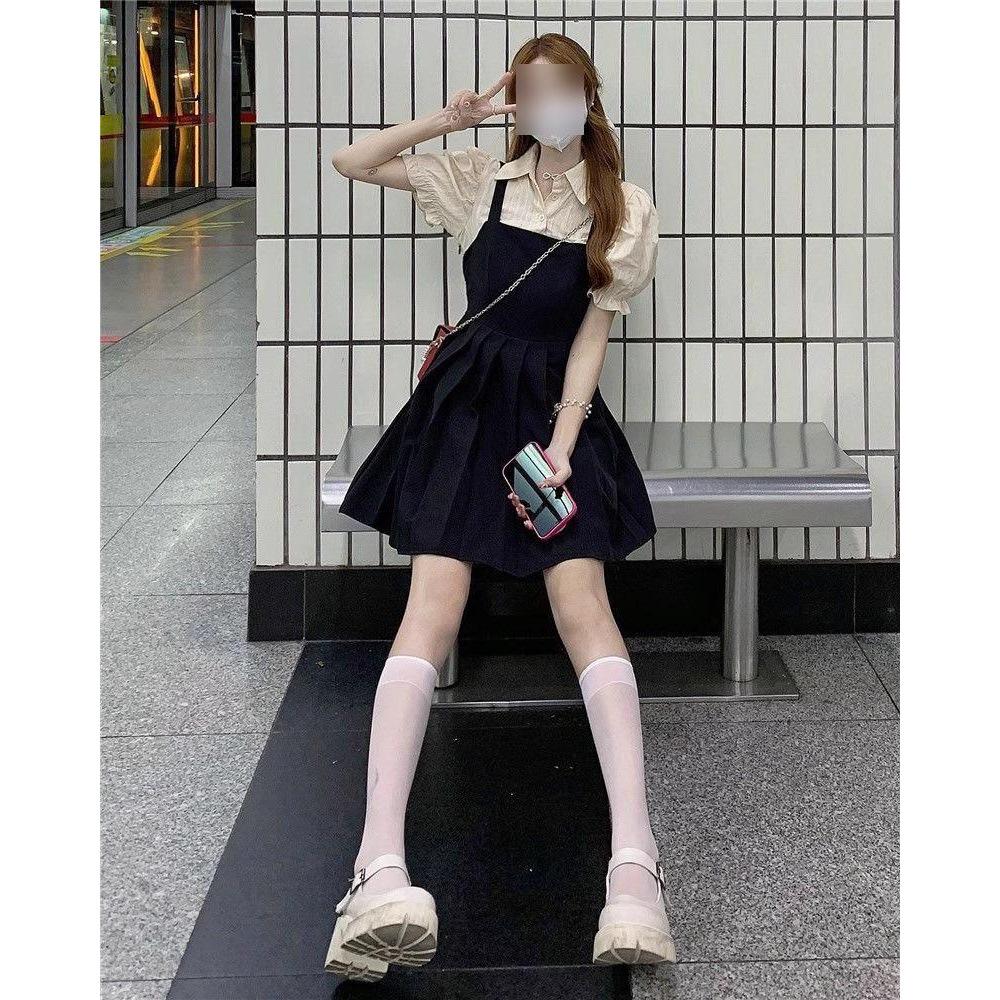 

French Preppy Two-Piece Style Polo Dress - Women s Short Sleeve Slimming Skirt, Sweet and Stylish for Summer L (55-60 kg recommended)