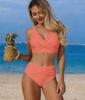 Costume da Bagno Bikini a Vita Alta da Donna Due Pezzi Top Incrociato Frontale Spalline Regolabili Set da Spiaggia Costumi da Bagno per l'Estate