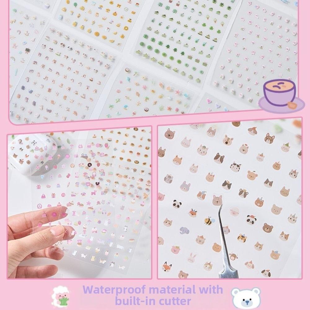 Cute Mini Nail Sticker Book Cartoon Embossed Diary Stickers Self Adhesive Soft Cup Stickers Art Decoration