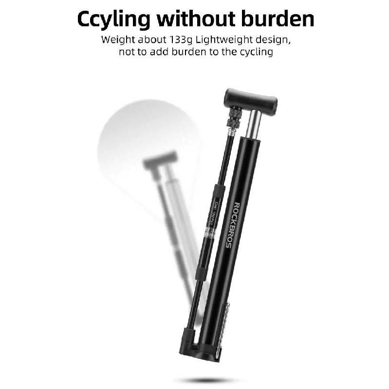 ROCKBROS 120Psi Bicycle Pump Portable Air Inflator Bike Pump With Gauge AV FV Schrader Presta Valve Pump Cycling Accessories