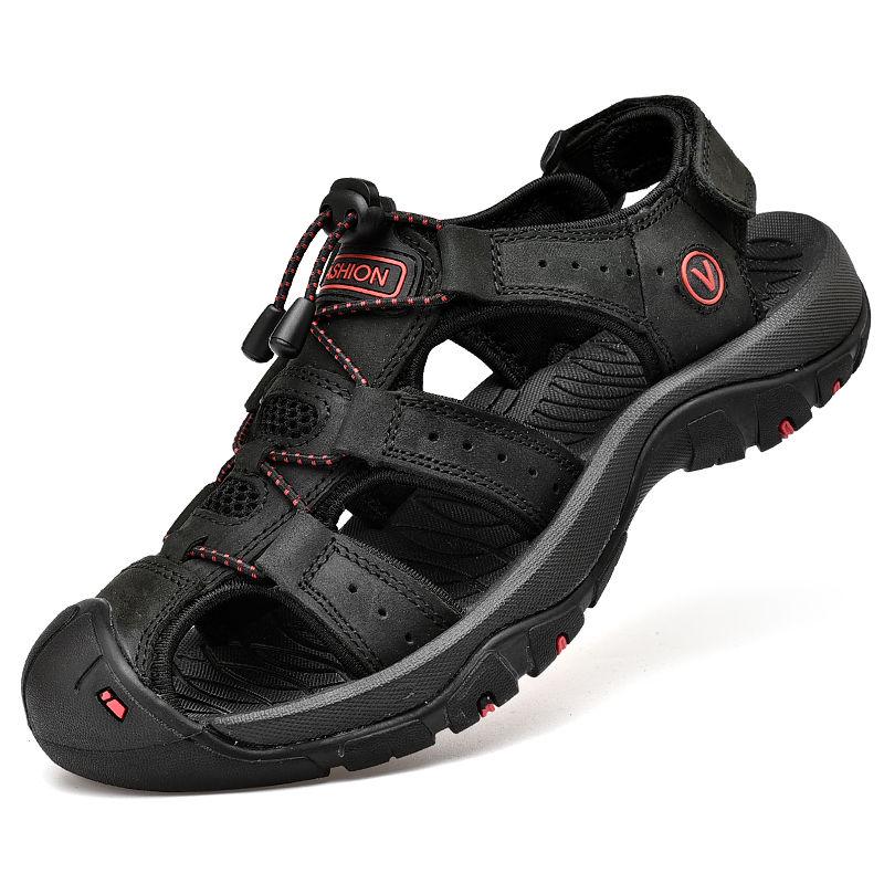 Sandali da uomo in vera pelle di vacchetta impermeabili, ciabatte da spiaggia estive di qualità, scarpe da ginnastica casual, scarpe da spiaggia all'aperto, taglia grande 38-48