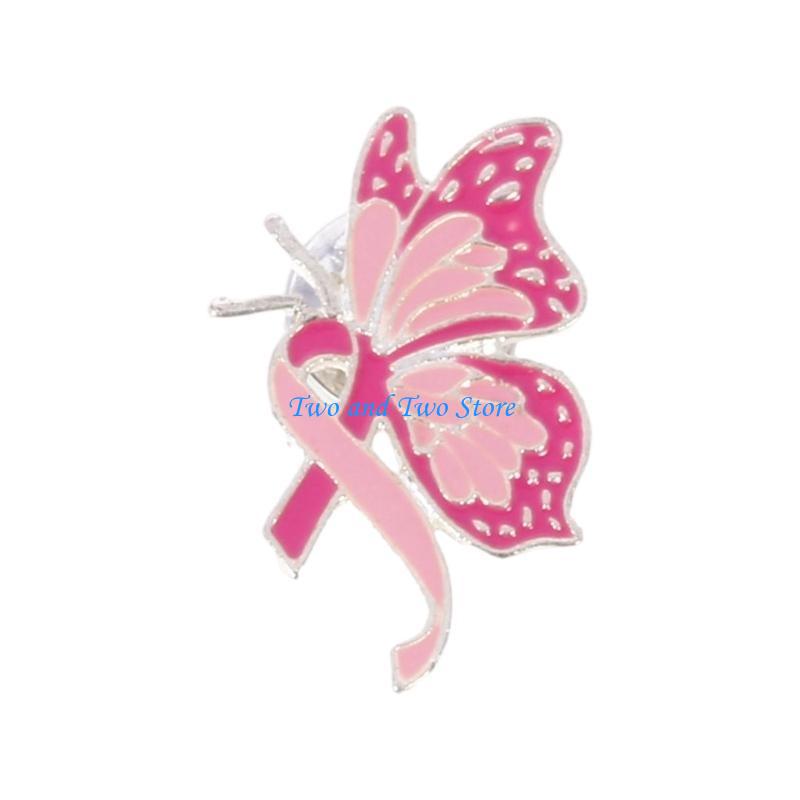 HX6F Gesundheitsbewusstsein Rosa Schleife Anstecknadel für die Feierlichkeiten zum Frauentag Legierung Reversnadel