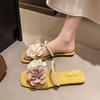 Fashion Flat Shoes Female Slippers Casual Slides Low Flower Luxury Soft Floral Fashion Shoes Woman 2025 Slippers Flat Flower Luxury Slid