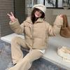 Winter new simple hooded zipper warm down cotton clothes loose bread clothes versatile jacket women