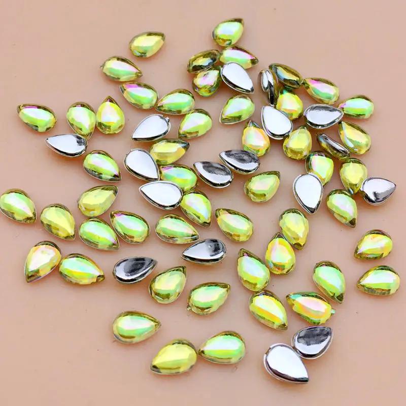 Glitter 200Pcs 4*6mm Glass Water Drop Rhinestones Flat Back Stones and Crystals For Nails Art Decorations Costume A56