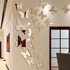 3D12pcs Butterfly Mirror Wall Sticker Self-adhesive Decal DIY Art Party Wedding Decoration Kids Room Home Decor Crystal Sticker
