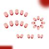 Pack Of 24 French Style Short Red Glossys Fake Nail For Holiday Party Glitters No Tools Needed ABS Material