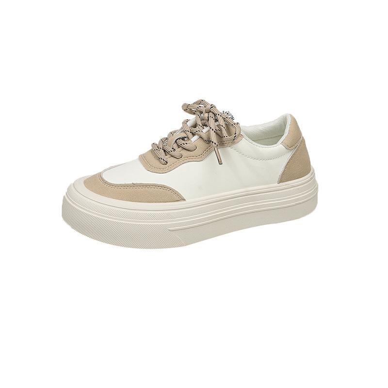 

Platform muffin little white shoes women s 2025 summer new fashion versatile comfortable sports leisure lightweight lace-up board shoes 40 бежевый