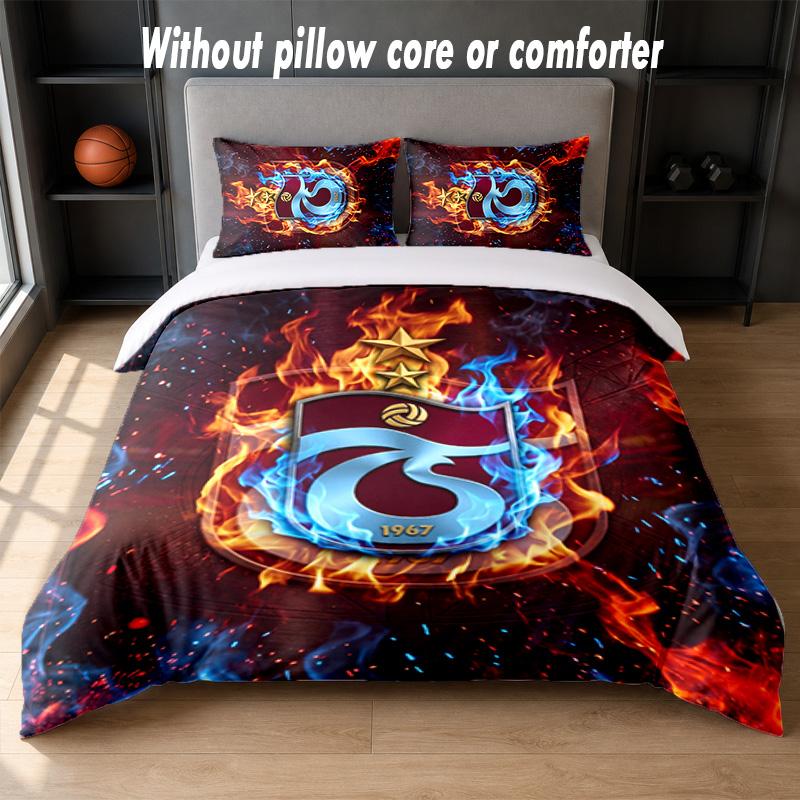 Trabzonspor FC Design Bett Bettwäsche Set 1 Bettbezug + 2 Kissenbezüge Weich Atmungsaktiv Haushalt Bettwäsche