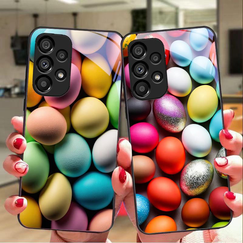Colorful Flower Egg For Samsung Galaxy S10 S20 Plus S21 FE S22 S23 S24 FE S25 Ultra Black Tempered Glass Phone Case Hard Shell