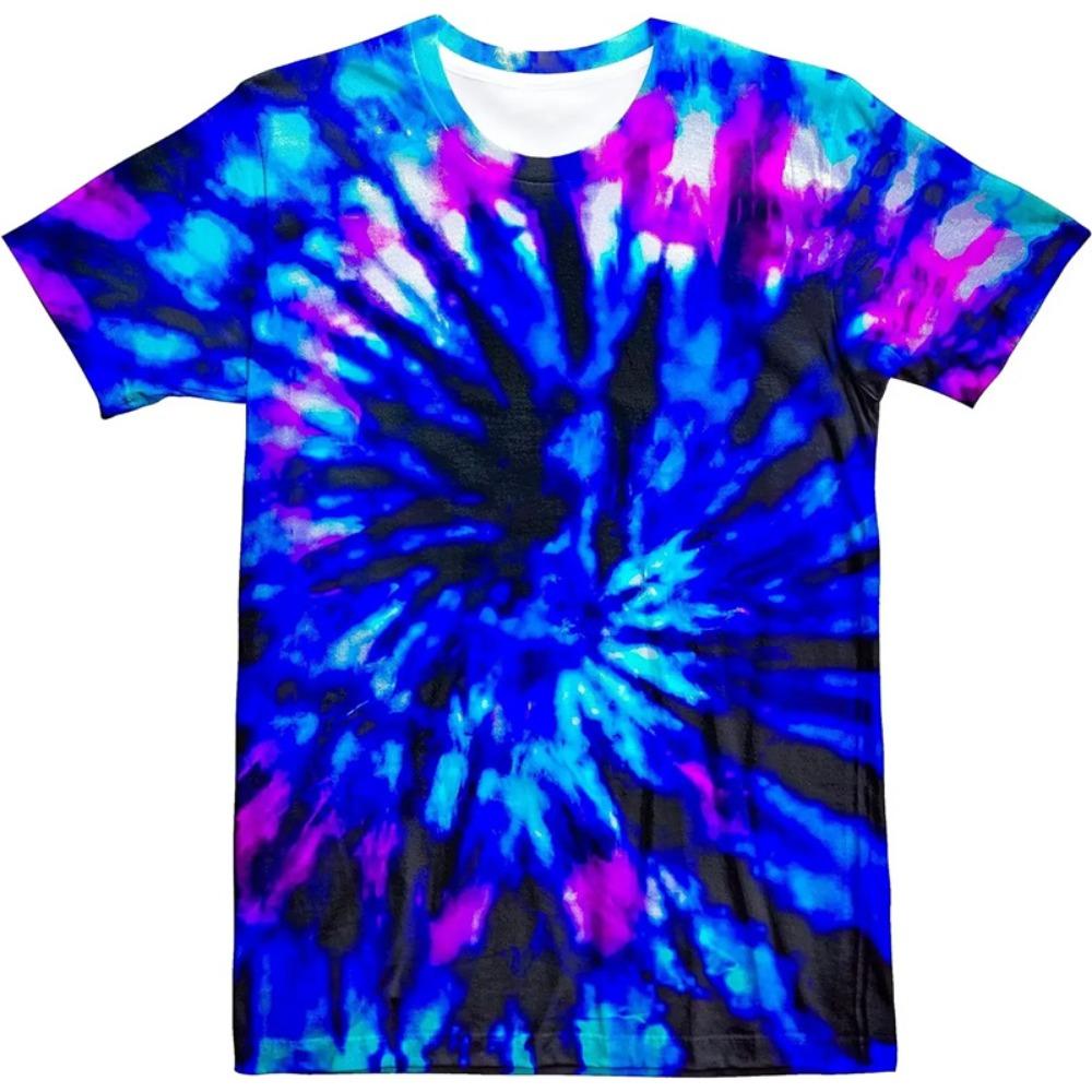 Retro 3D Neon T Shirt Psychedelic Gradient Color Tie-dye Printed Street Tshirt Men And Women O Neck Fashion Short Sleeve Tops