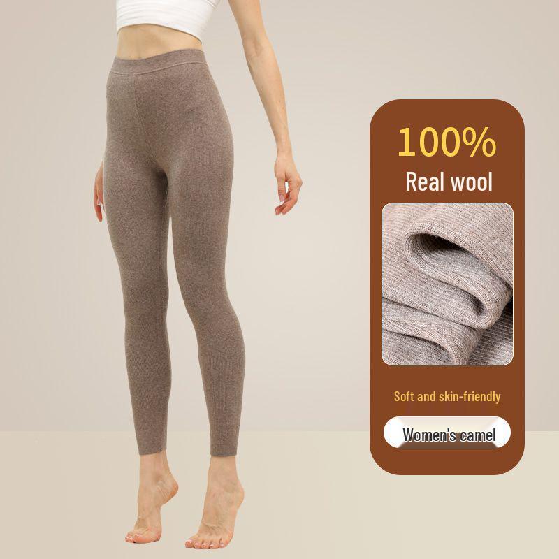 Unisex Thick Fleece-Lined Wool Pants: Warm, Slimming Base Layer with Cashmere for Winter