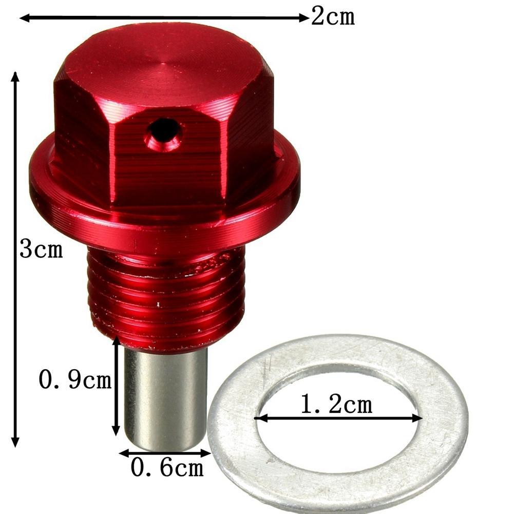 M12 x 1.25 Magnetic Engine Oil Pan Drain Filter Adsorb Plug Crush Washer Blue