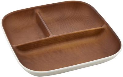 Masakazu Showa Issoecco Divided Wood Grain Single Clean Microwave and Dishwasher Made In Tableware for Outdoor Product 4967863 Plate, Resin, Square,
