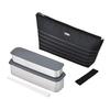Thermos Bento Box 2 Tier Slim Fresh Lunch Box 815ml Black Border DSA-804W BKBD