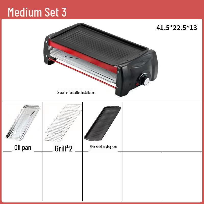 Smokeless Electric BBQ Grill & Roaster - Double Layer Griddle, Grill Pan, and Charcoal Rack