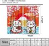 Japanese Curtains Cute Lucky Cat Rustic Pink Cherry Blossoms Mountain Fuji Red Sun Pattern Decor Drapes for Bedroom Living Room