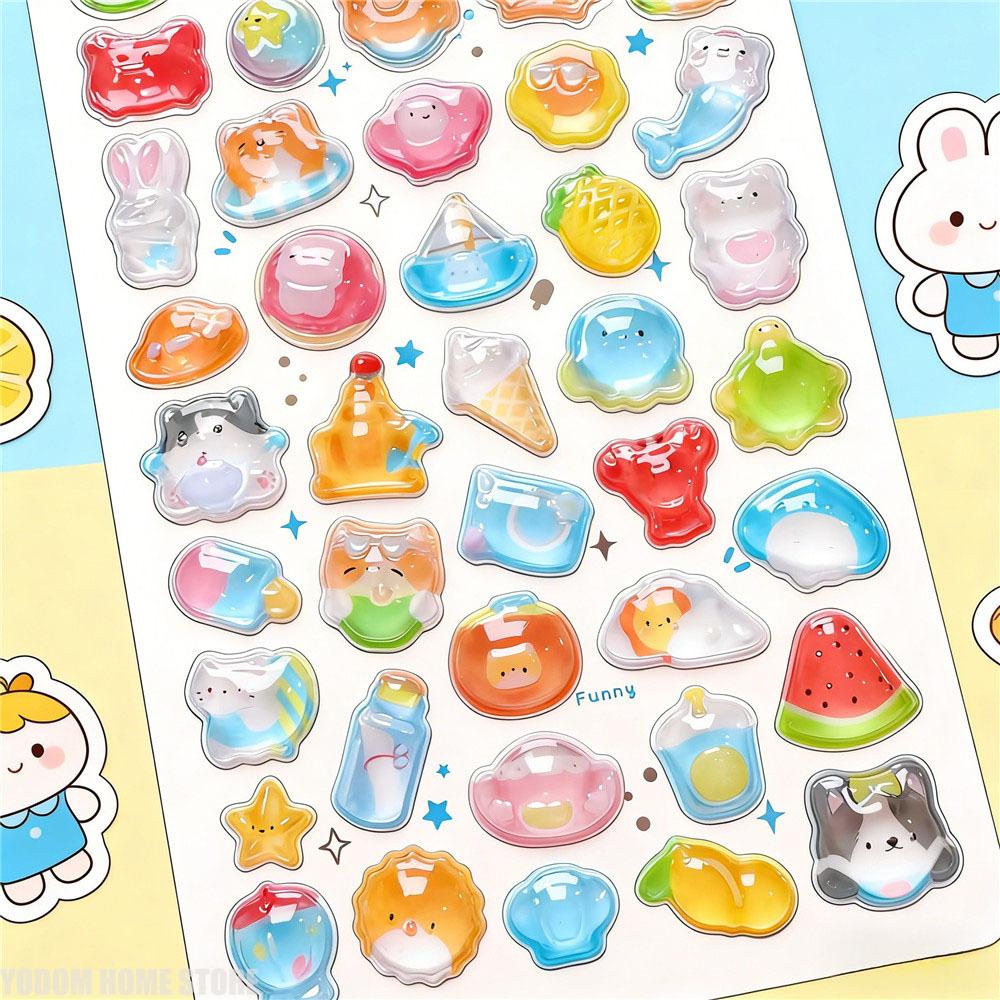 NEKONI Crystal Kawaii Animals Cartoon 3D Relief Stickers Scrapbooking Diy Journal Stationery Sticker Deco School Supplies Gift