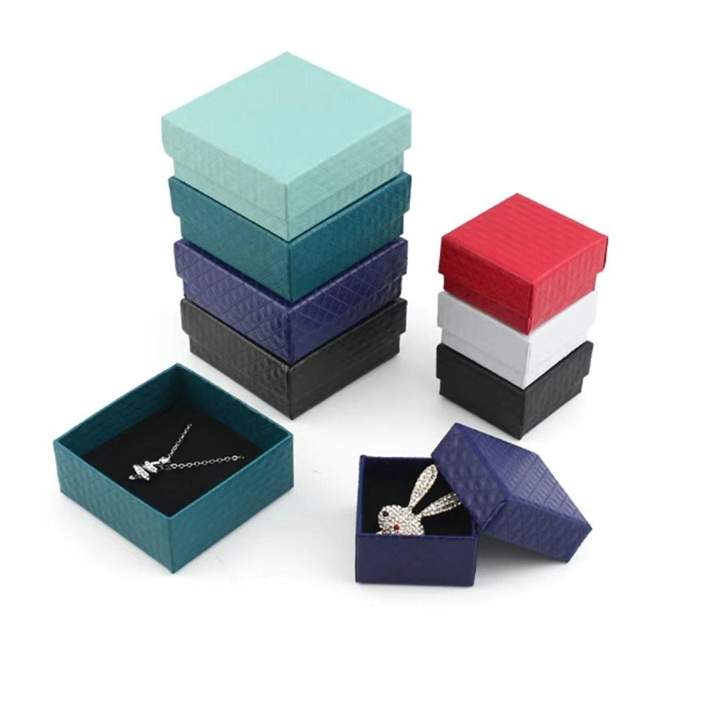 

6Pcs Sponge Case Jewelry Gift Box Paper Jewelry Display Box High Quality Ring Box Wedding Favors 6pcs-Color 7