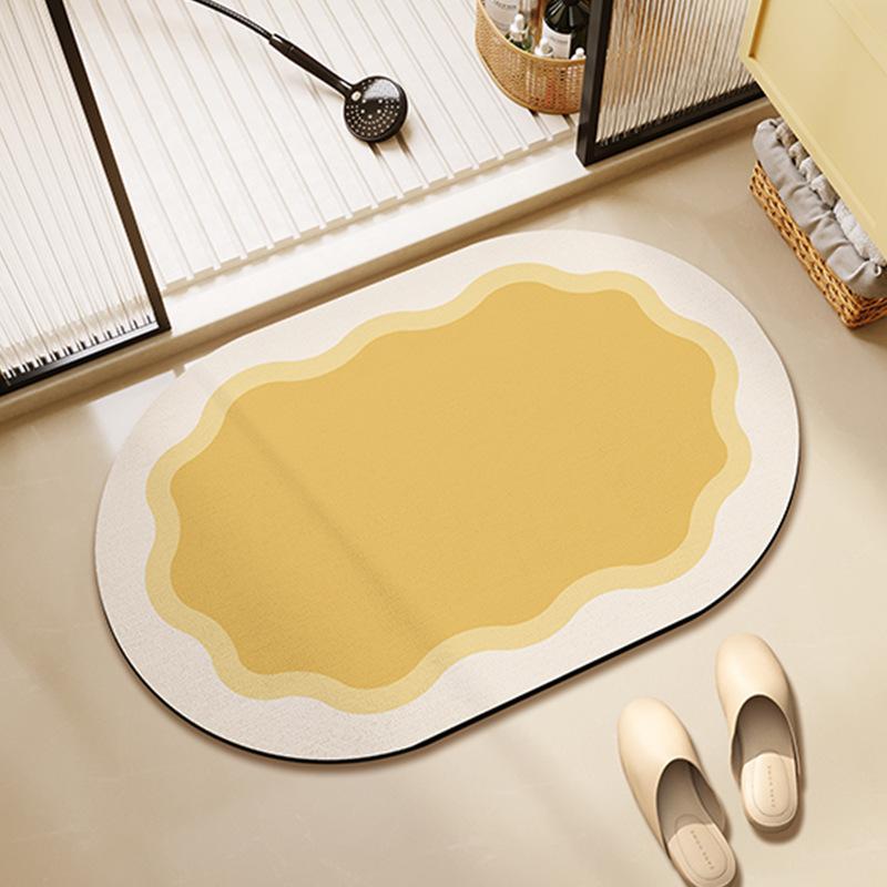 

Коврик для пола из кремовой диатомовой грязи, овальный цветной коврик для входа, водопоглощающий быстросохнущий коврик из диатомовой грязи, противоскользящий коврик для ванной комнаты 50 * 80cm
