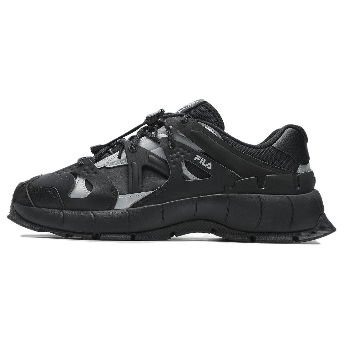 FILA INSETTO Textile, Synthetic Leather, Top Grain Cow Leather Abrasion Resistant Low top Casual Shoes Men s Black Gray F12M411122FBC 40
