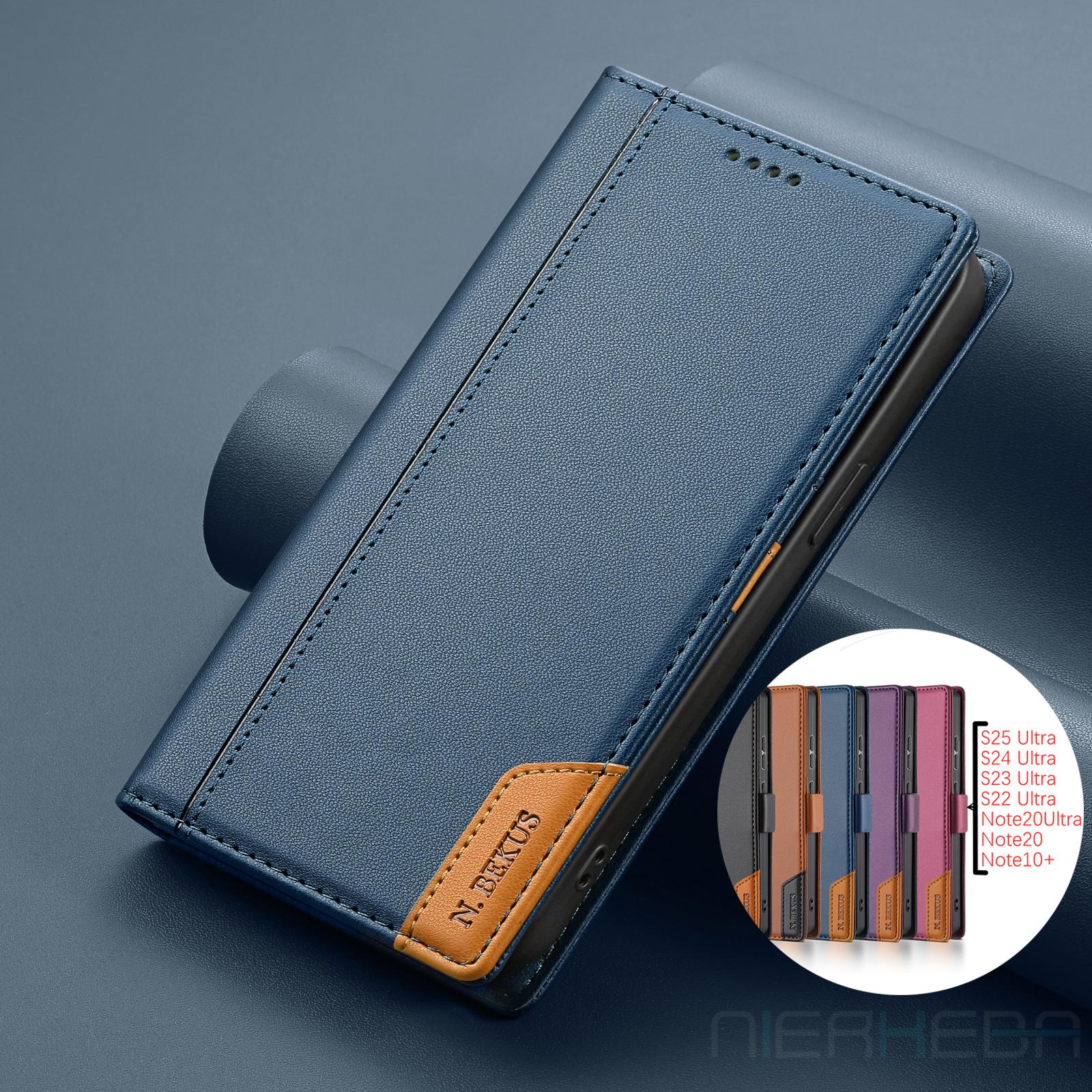 

Магнитный откидной кожаный чехол-кошелек для Samsung Galaxy S25 Edge S24 S23 Ultra S22 S21 FE S20 S10 Plus Note20 A17 A16 A56 A36 Galaxy S25 Edge синий