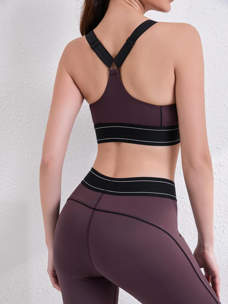 2025 Spring/Summer Women's Color Block Butt-Lifting Yoga Pants & High Elastic Breathable Sports Vest