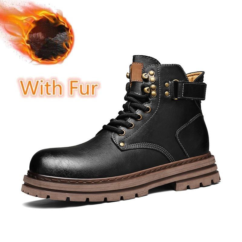 Fashion Top Quality Vintage Leather Men's Snow Boots Fashion Genuine Leather Man Ankle Boots Lace Up Outdoor Motorcycle Boots Walk Shoes