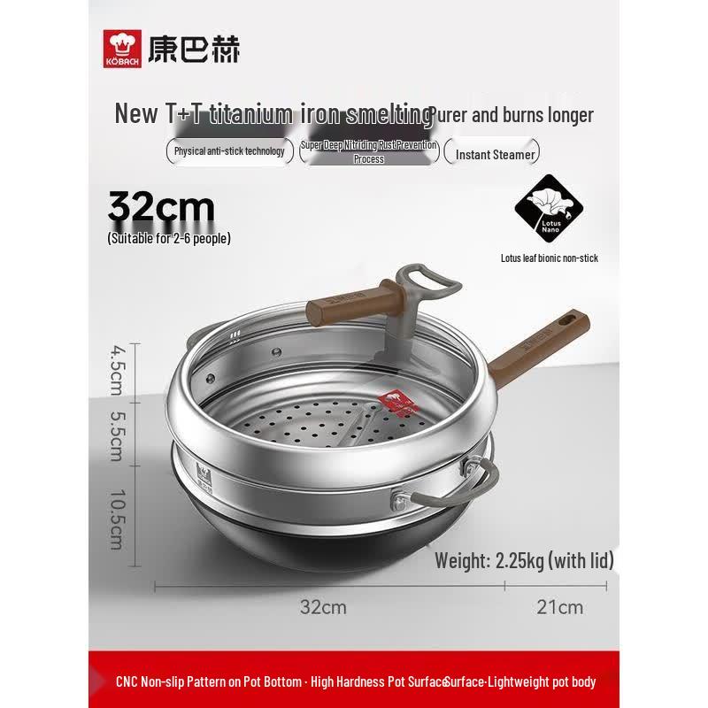 Kangbach 32cm Fine Iron Wok, No Coating