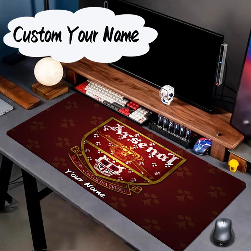 Benutzerdefinierter Name Mauspade Arsenal Fußball Club Wappen Mauspade, Gaming Mauspade, Tastaturpad, Schreibtischdekoration für Computer Notebook Fan Geburtstagsgeschenk