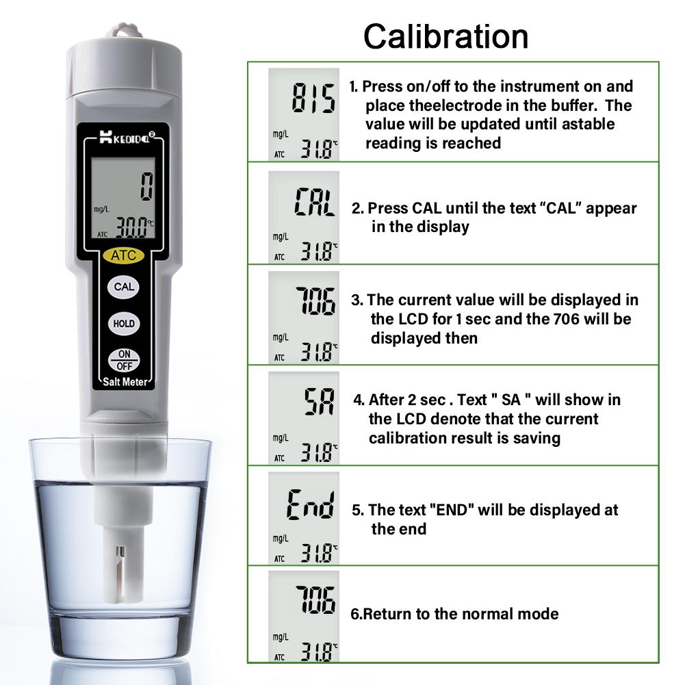 Digital Salinity Tester Meter Water Quality Monitor With ATC For Aquarium Pool Drinking Water Lab Temperature Measuring Tool