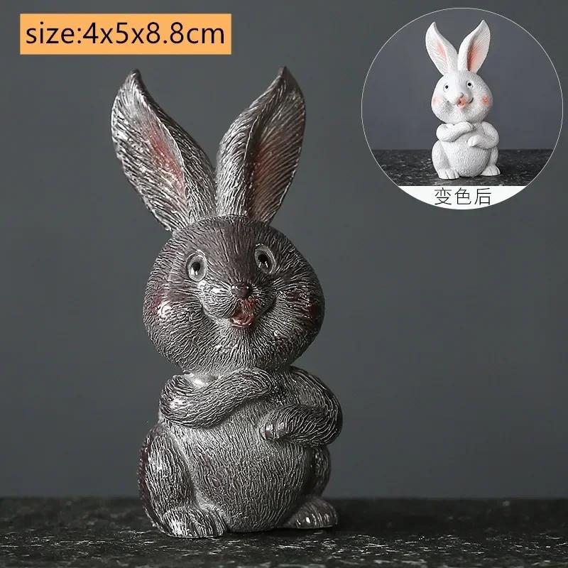 Creative Resin Color-changing Tea Pet Cute Rabbit Model Ornaments  Tea Figurine Animal Decoration Tea Set Decors Accessories